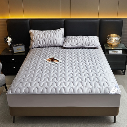 3C 2025新款100支全棉抗菌夹棉床笠 韵律 灰