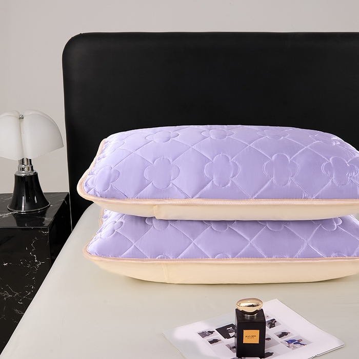 91家纺网 家纺一手货源 找家纺 梦舒羽 2025新款夏季冰丝凉感夹棉枕套单人一对装可水洗加厚枕头套宿舍48x74cm枕芯套 夹棉加厚-雪青色