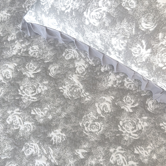 91家纺网 家纺一手货源 找家纺 冬然家纺 2025新款冰豆豆席子凉席床裙款 梦幻玫瑰-灰