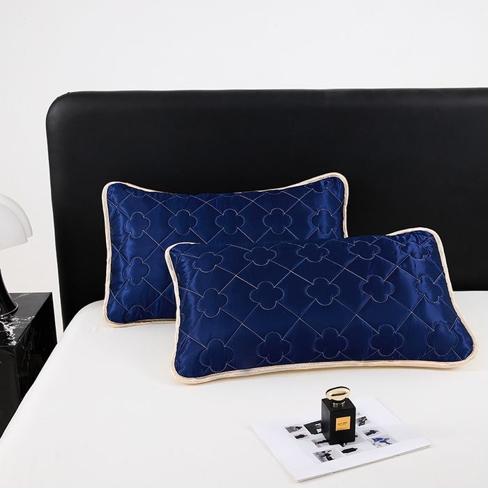 91家纺网 家纺一手货源 找家纺 梦舒羽 2025新款夏季冰丝凉感夹棉枕套单人一对装可水洗加厚枕头套宿舍48x74cm枕芯套 夹棉加厚-深海蓝