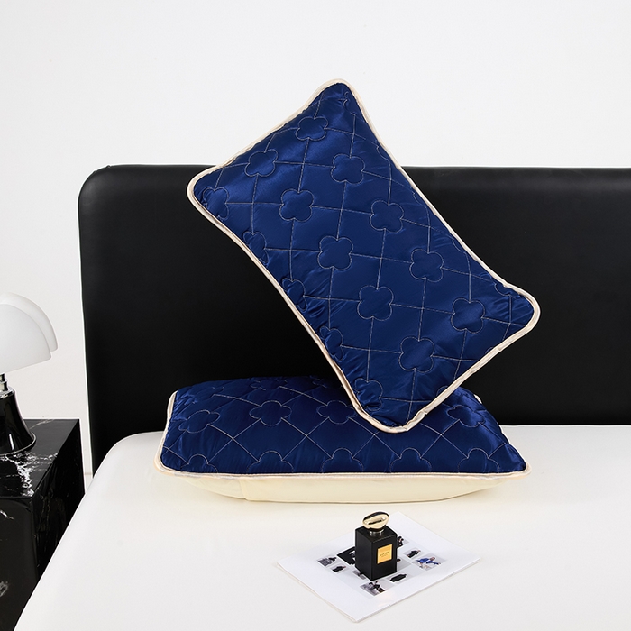 91家纺网 家纺一手货源 找家纺 梦舒羽 2025新款夏季冰丝凉感夹棉枕套单人一对装可水洗加厚枕头套宿舍48x74cm枕芯套 夹棉加厚-深海蓝