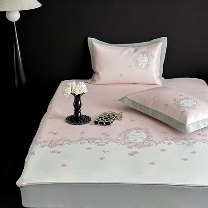 三味舒屋 2025新款凉感抗菌南法恬谧系列大版数码印花冰丝床席-床笠 曼塔粉-床笠款