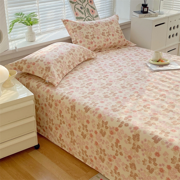 91家纺网 家纺一手货源 找家纺 凯磊2025新款老粗布印花单品床单床单单件 暖花甜梦