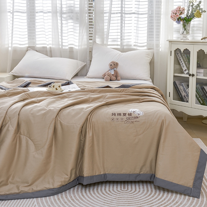 91家纺网 家纺一手货源 找家纺 被多多 2025新款全棉纯棉羽丝棉夏被夏凉被空调被 咖色