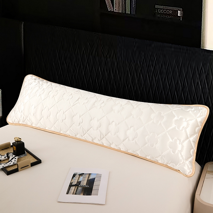 91家纺网 家纺一手货源 找家纺 梦舒羽 2025新款夏季冰丝凉感夹棉枕套双人情侣枕头套加长加厚枕芯套1.5m内胆套 夹棉加厚-珍珠白