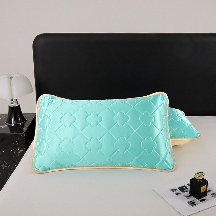 91家纺网 家纺一手货源 找家纺 梦舒羽 2025新款夏季冰丝凉感夹棉枕套单人一对装可水洗加厚枕头套宿舍48x74cm枕芯套 夹棉加厚-水蓝色