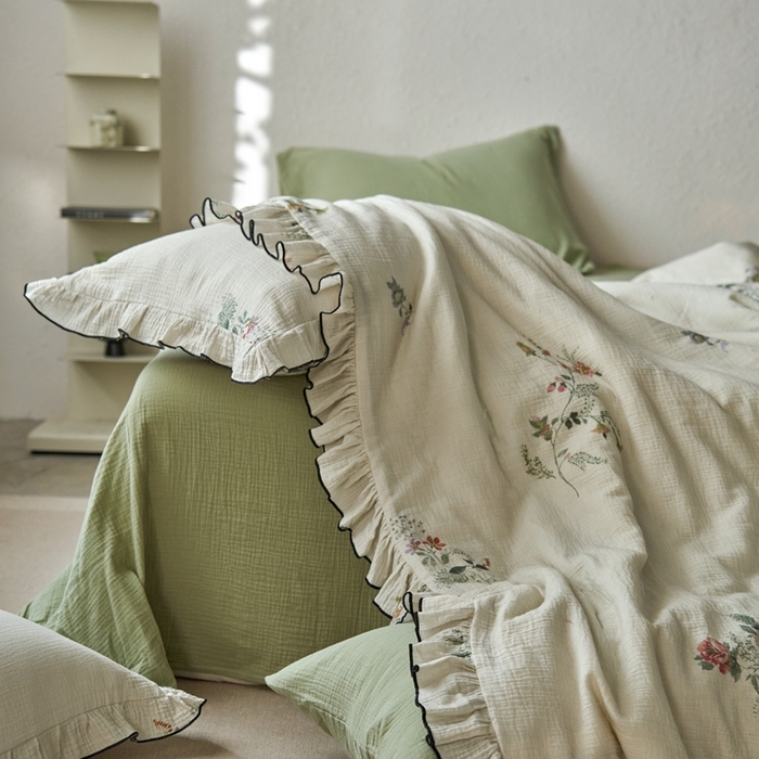 91家纺网 家纺一手货源 找家纺 （总）安莱生活2025新款A类全棉双层皱皱纱夏凉被