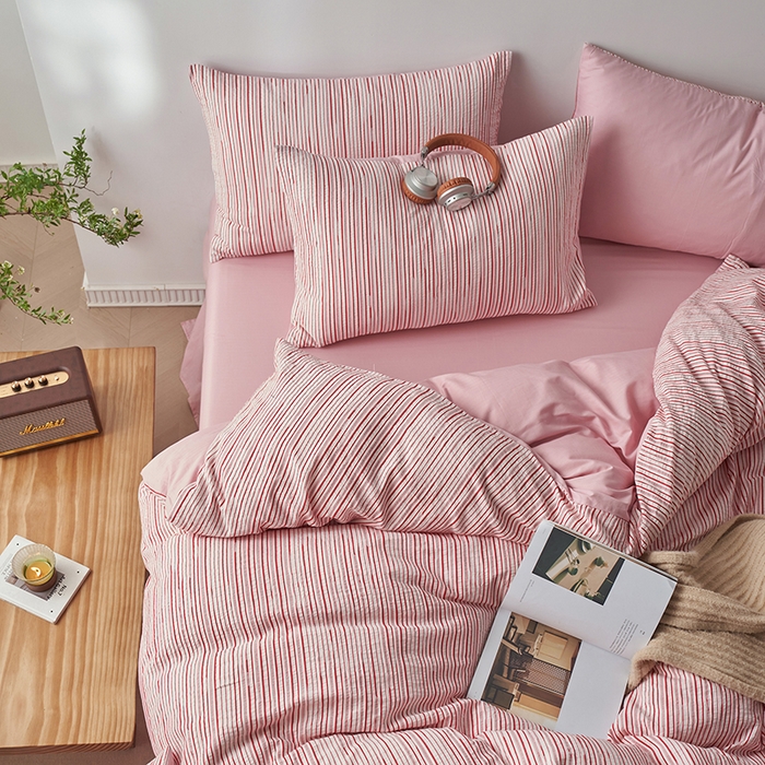 91家纺网 家纺一手货源 找家纺 （总）千朵森  2025新款全棉色织提花条纹四件套