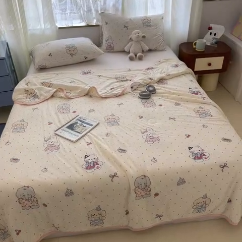 91家纺网 家纺一手货源 找家纺 葡萄家 2025新款A类母婴级大豆纤维牛奶丝针织棉夏凉被（提供买家秀）生日派对