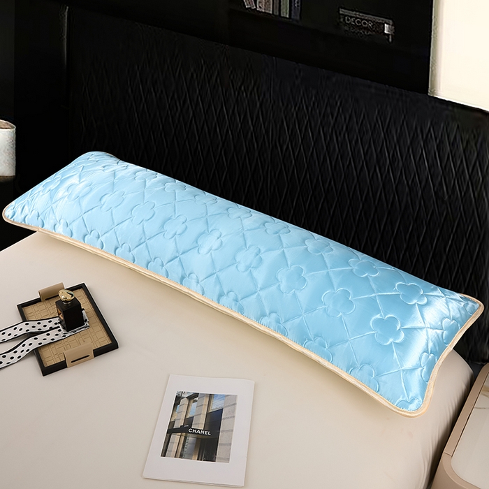 91家纺网 家纺一手货源 找家纺 梦舒羽 2025新款夏季冰丝凉感夹棉枕套双人情侣枕头套加长加厚枕芯套1.5m内胆套 夹棉加厚-天空蓝