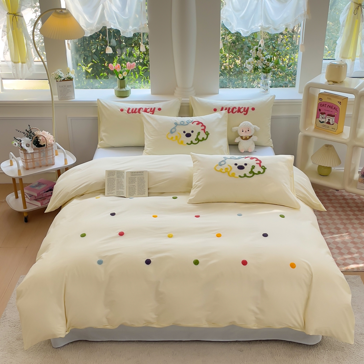 91家纺网 家纺一手货源 找家纺 （总）锦觅家纺  2025新款奶油小清新毛巾绣全棉纯棉四件套-风格一（专版散花必须控价）