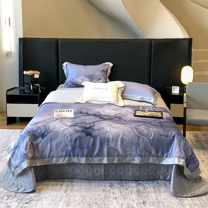 91家纺网 家纺一手货源 找家纺 若未家居 LOVEWE HOUSE 2025新中式60天丝床盖夏被四件套水墨