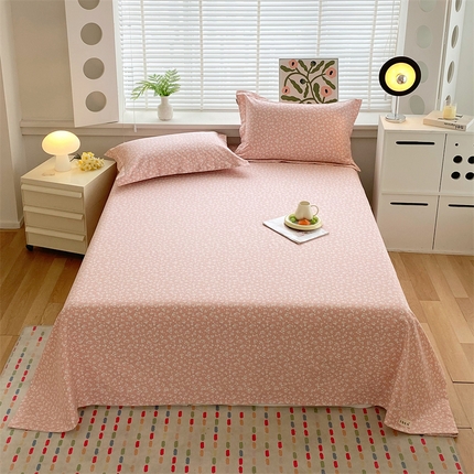凯磊2025新款老粗布印花单品床单床单单件 浅粉花语