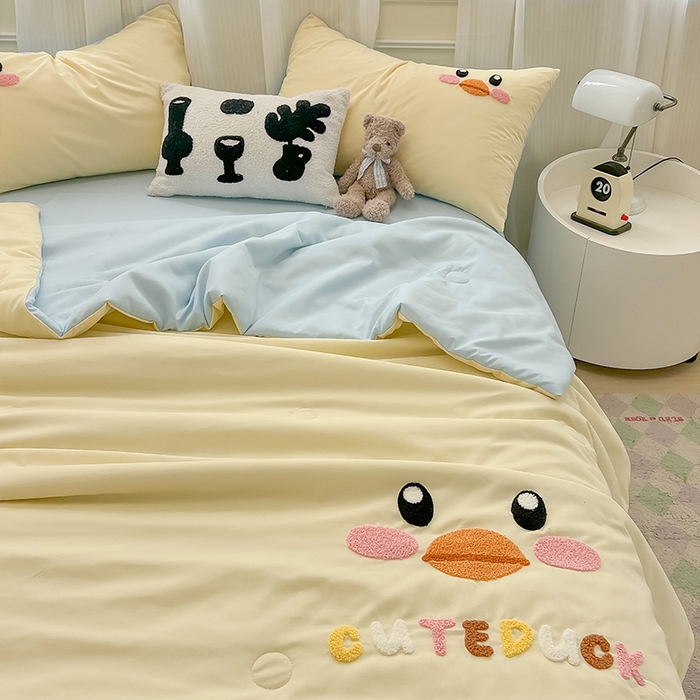 91家纺网 家纺一手货源 找家纺 （总）眠帛家居 2025新款A类水洗皱皱纱毛巾绣夏被四件套