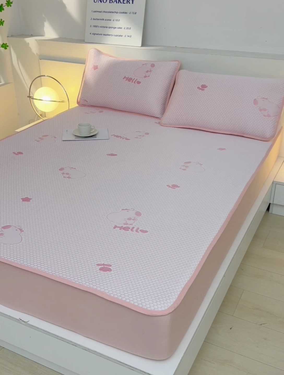 91家纺网 家纺一手货源 找家纺 梦之星 2025新款凉豆豆凉席三件套 卡比巴拉床笠款-粉