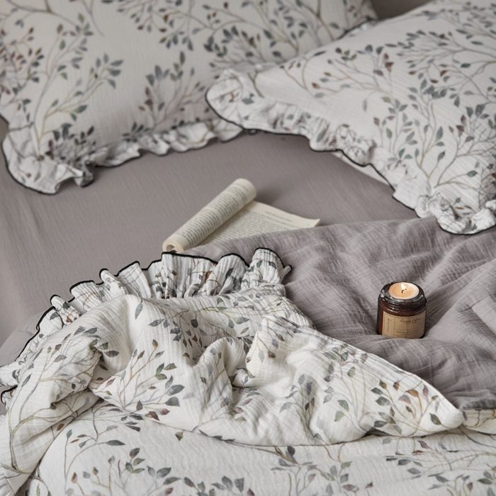 91家纺网 家纺一手货源 找家纺 安莱生活2025新款A类全棉双层皱皱纱夏凉被 夏被  常青藤