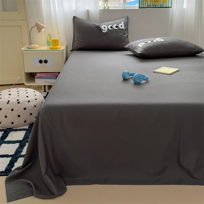 91家纺网 家纺一手货源 找家纺 丽涵家纺 2025新款全棉大雁纹单品床单床单三件套 good铅笔灰