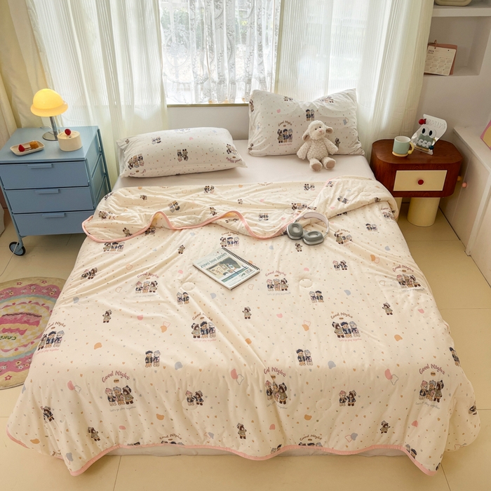 91家纺网 家纺一手货源 找家纺 葡萄家 2025新款A类母婴级大豆纤维牛奶丝针织棉夏凉被（提供买家秀）晚安熊