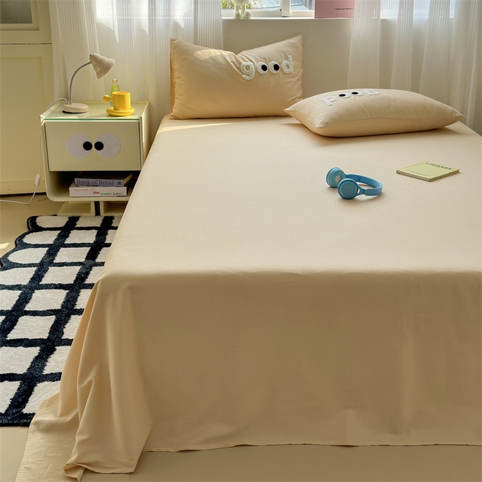 91家纺网 家纺一手货源 找家纺 丽涵家纺 2025新款全棉大雁纹单品床单床单三件套 good香槟金