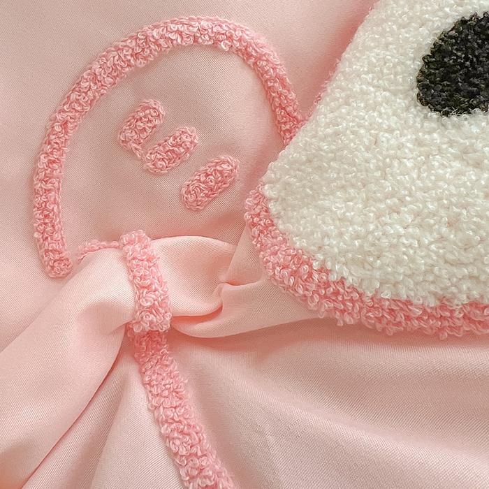 91家纺网 家纺一手货源 找家纺 眠帛家居 2025新款A类水洗皱皱纱毛巾绣夏被四件套 星小宝