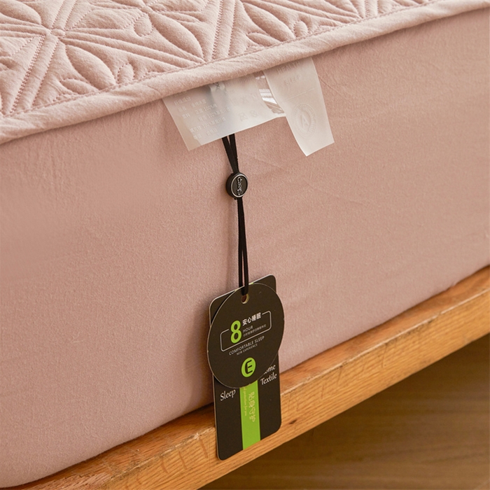 91家纺网 家纺一手货源 找家纺 3C 2025全棉蚕丝蛋白夹棉床笠 天星花-樱花粉