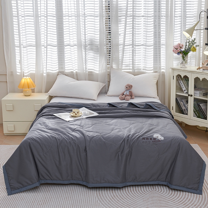 91家纺网 家纺一手货源 找家纺 被多多 2025新款全棉纯棉羽丝棉夏被夏凉被空调被 高级灰