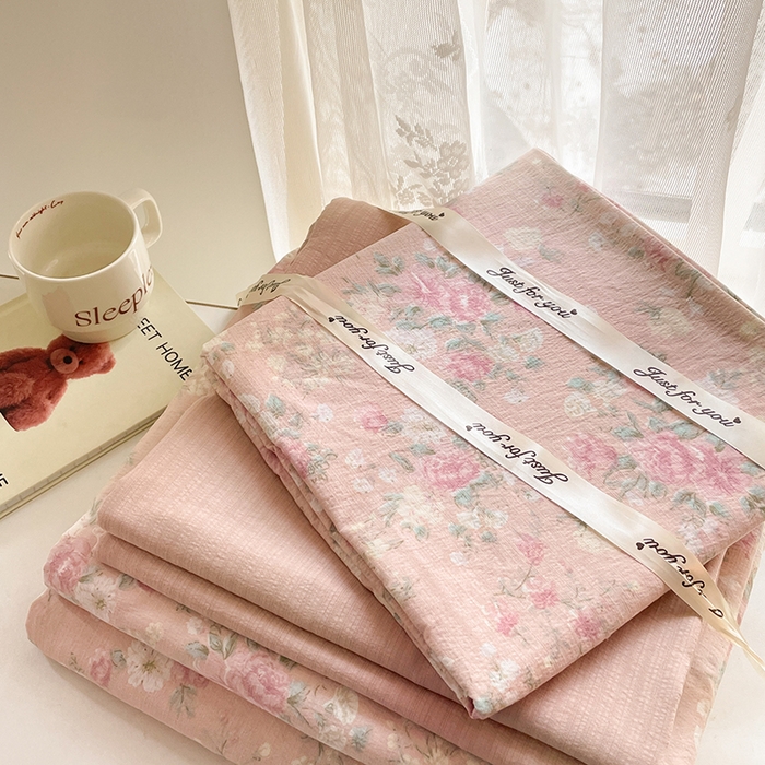 91家纺网 家纺一手货源 找家纺 初念 2025新款云感针织双层纱三件套-四件套【提供买家秀】 爱如星辰