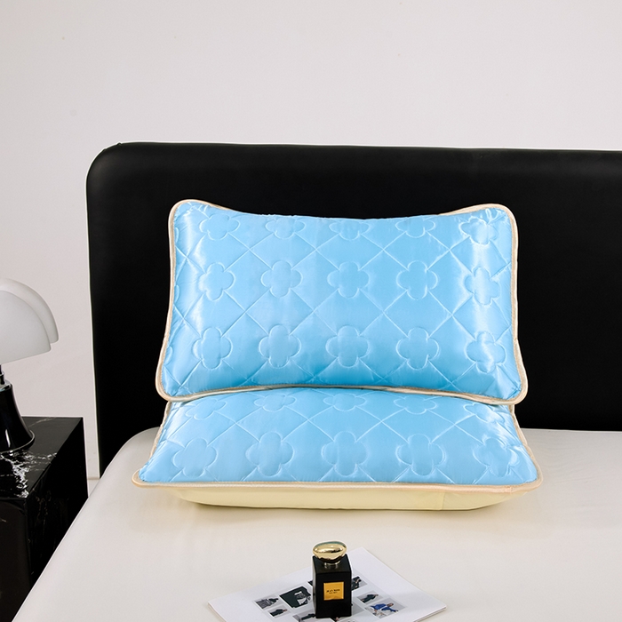 91家纺网 家纺一手货源 找家纺 梦舒羽 2025新款夏季冰丝凉感夹棉枕套单人一对装可水洗加厚枕头套宿舍48x74cm枕芯套 夹棉加厚-天空蓝