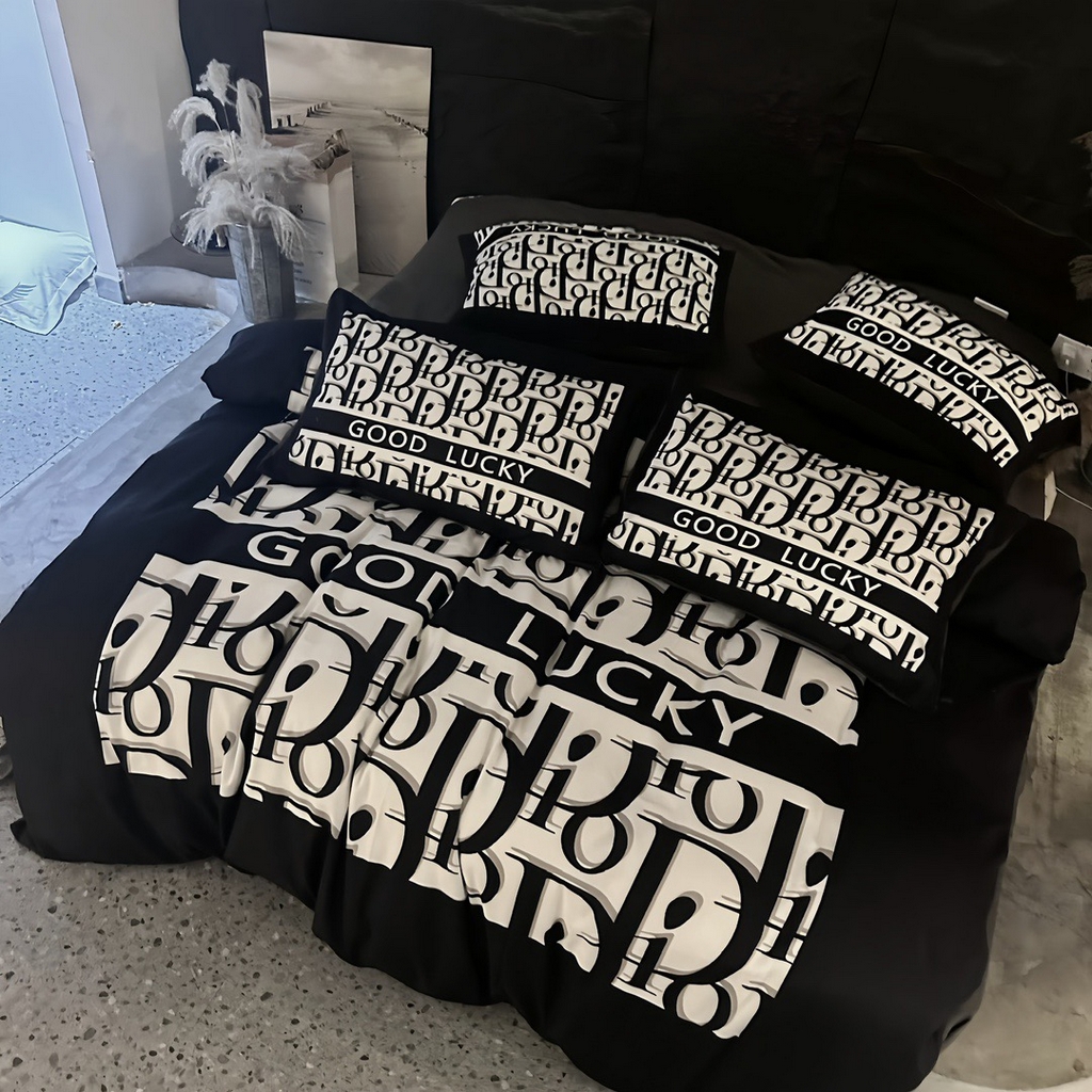 91家纺网 家纺一手货源 找家纺 丽斐 2025新款磨毛数码印花四件套 磨毛黑迪