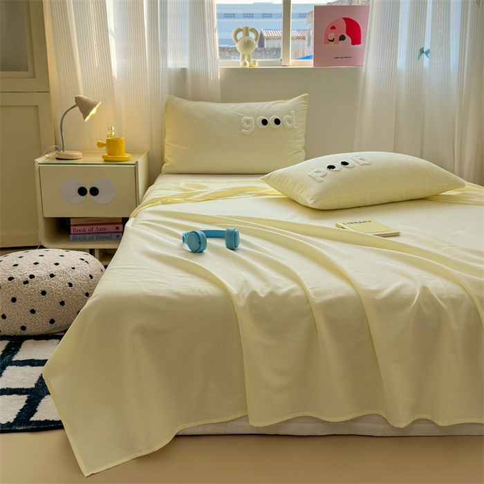 91家纺网 家纺一手货源 找家纺 丽涵家纺 2025新款全棉大雁纹单品床单床单三件套 good浅米黄