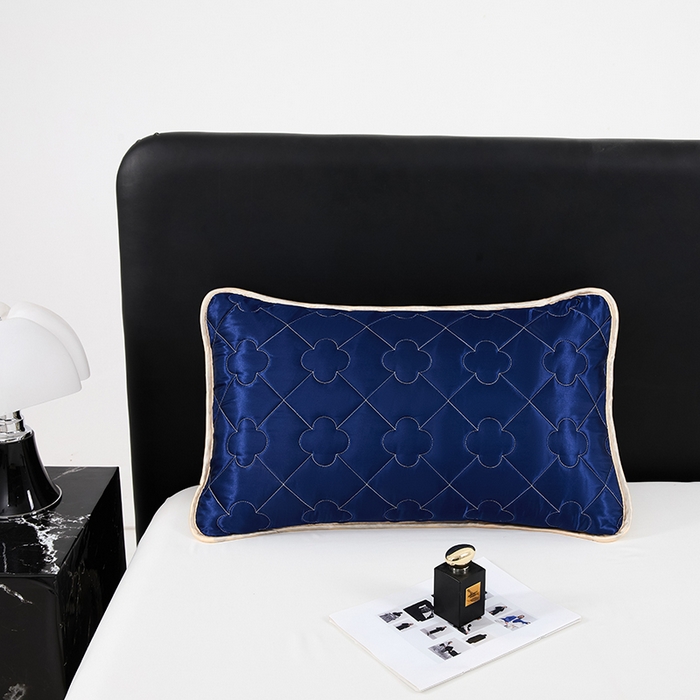 91家纺网 家纺一手货源 找家纺 梦舒羽 2025新款夏季冰丝凉感夹棉枕套单人一对装可水洗加厚枕头套宿舍48x74cm枕芯套 夹棉加厚-深海蓝