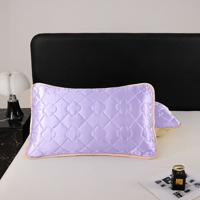 91家纺网 家纺一手货源 找家纺 梦舒羽 2025新款夏季冰丝凉感夹棉枕套单人一对装可水洗加厚枕头套宿舍48x74cm枕芯套 夹棉加厚-雪青色