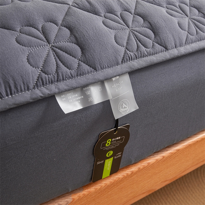 91家纺网 家纺一手货源 找家纺 3C 2025新款A类全棉四叶草防水隔脏床笠 防水 浅语-星空灰