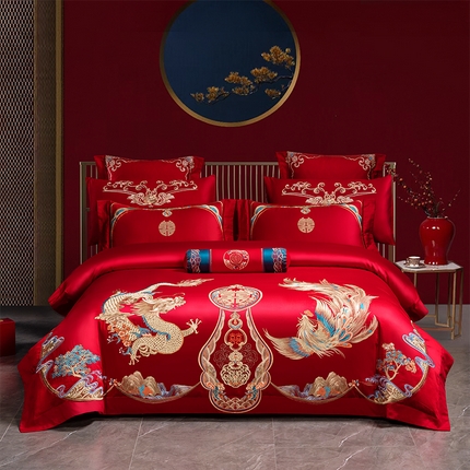 91家纺网 家纺一手货源 找家纺 （总） 博之洋 2025新款全棉长绒棉婚庆刺绣四件套多件套系列