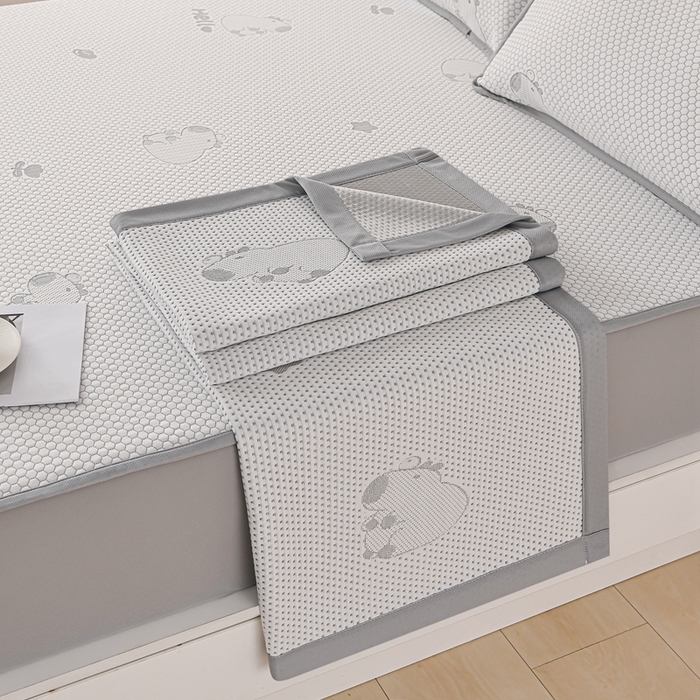 91家纺网 家纺一手货源 找家纺 梦之星 2025新款凉豆豆凉席三件套 卡比巴拉床笠款-灰