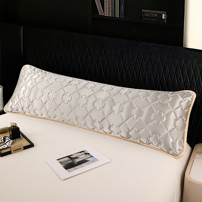 91家纺网 家纺一手货源 找家纺 梦舒羽 2025新款夏季冰丝凉感夹棉枕套双人情侣枕头套加长加厚枕芯套1.5m内胆套 夹棉加厚-典雅灰