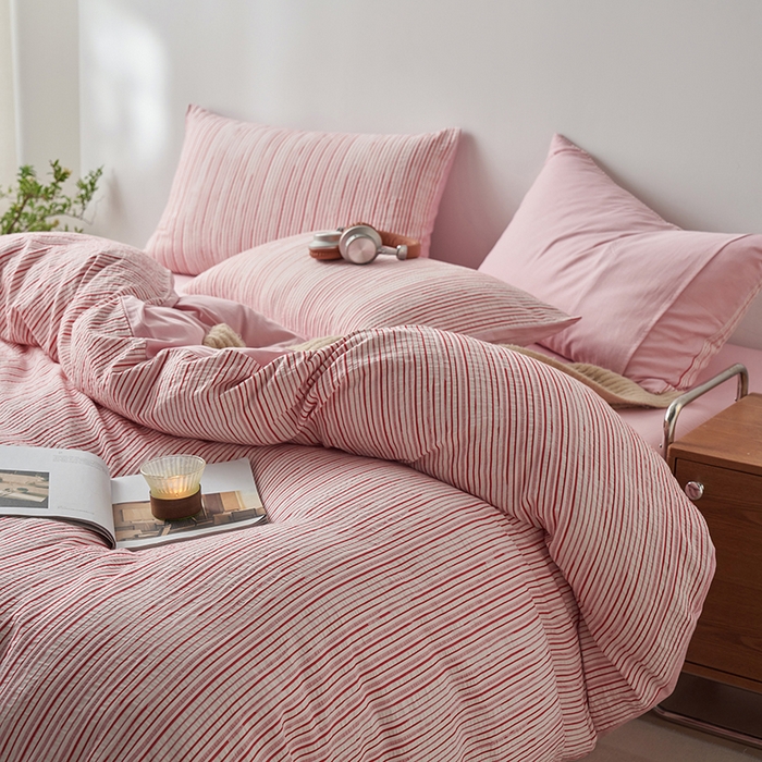 91家纺网 家纺一手货源 找家纺 （总）千朵森  2025新款全棉色织提花条纹四件套