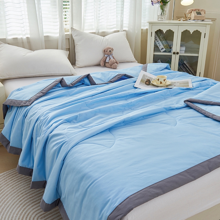 91家纺网 家纺一手货源 找家纺 被多多 2025新款全棉纯棉羽丝棉夏被夏凉被空调被 天空蓝