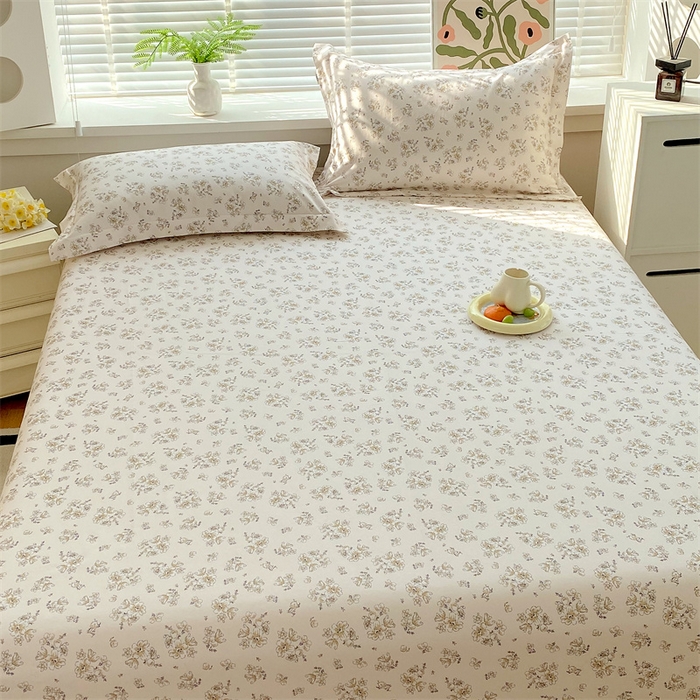 91家纺网 家纺一手货源 找家纺 凯磊2025新款老粗布印花单品床笠床笠单件 淡彩花语