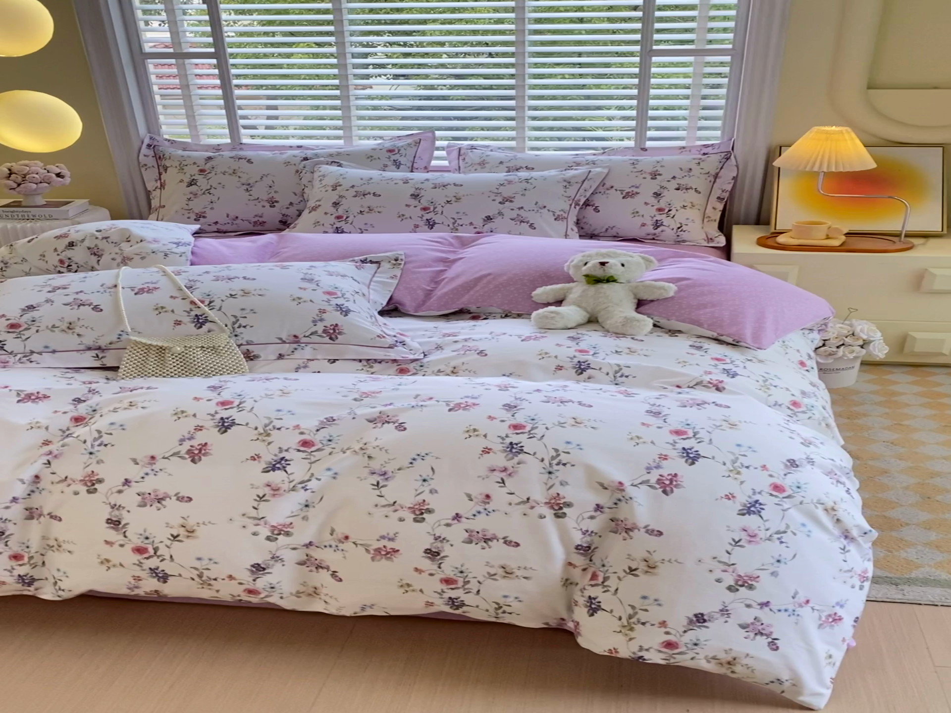 91家纺网 家纺一手货源 找家纺 星期三  2025年4月新款铂金全棉纯棉13372四件套 加微信有会员价 小雨录-紫