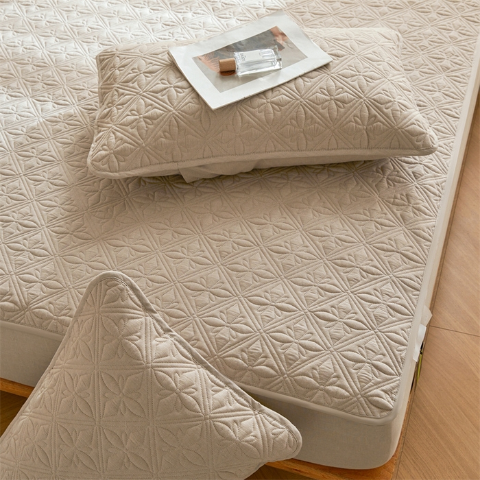 91家纺网 家纺一手货源 找家纺 3C 2025全棉蚕丝蛋白夹棉床笠 天星花-浅卡其