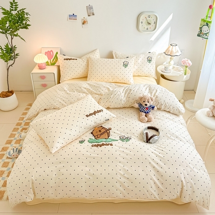 91家纺网 家纺一手货源 找家纺 小傻瓜家居 2025新款直播爆款百分百全棉毛巾绣四件套