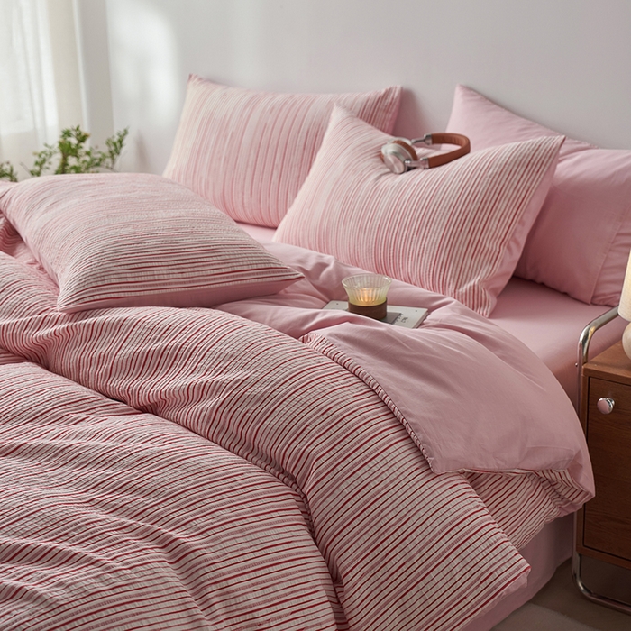 91家纺网 家纺一手货源 找家纺 （总）千朵森  2025新款全棉色织提花条纹四件套