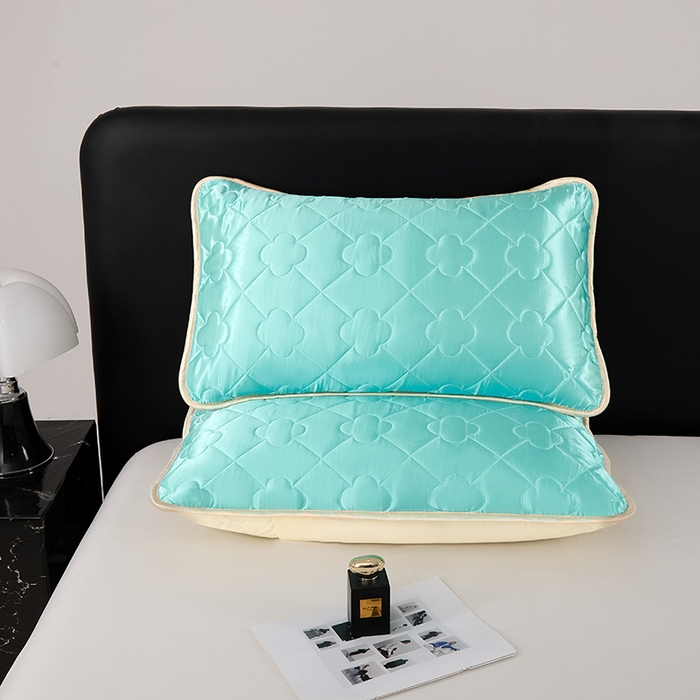 91家纺网 家纺一手货源 找家纺 梦舒羽 2025新款夏季冰丝凉感夹棉枕套单人一对装可水洗加厚枕头套宿舍48x74cm枕芯套 夹棉加厚-水蓝色