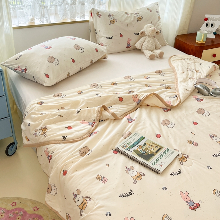 91家纺网 家纺一手货源 找家纺 葡萄家 2025新款A类母婴级大豆纤维牛奶丝针织棉夏凉被（提供买家秀）你好小狗