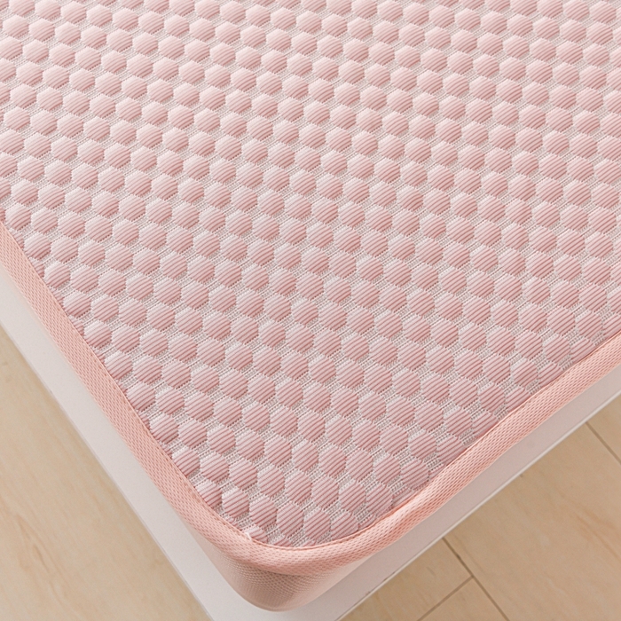 91家纺网 家纺一手货源 找家纺 梦之星 2025新款凉豆豆凉席三件套 纯色床笠款-粉