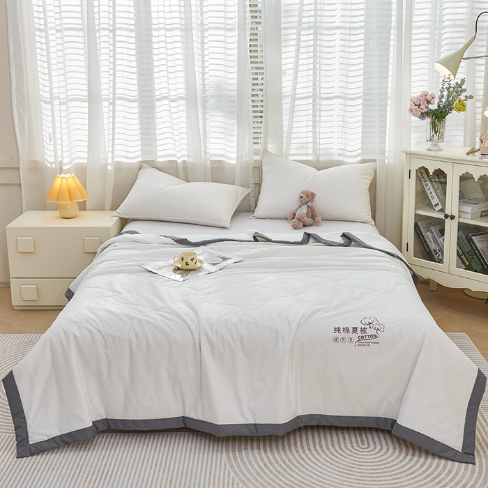 91家纺网 家纺一手货源 找家纺 被多多 2025新款全棉纯棉羽丝棉夏被夏凉被空调被 珍珠白