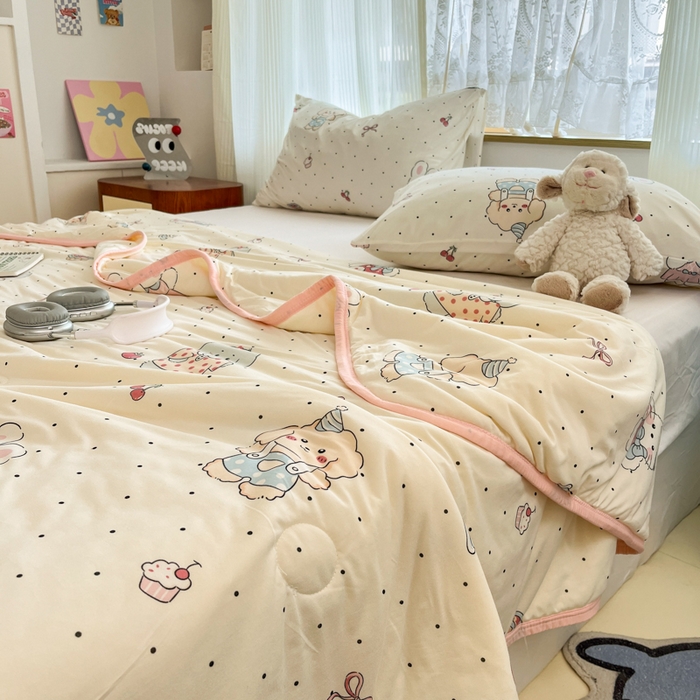 91家纺网 家纺一手货源 找家纺 葡萄家 2025新款A类母婴级大豆纤维牛奶丝针织棉夏凉被（提供买家秀）生日派对