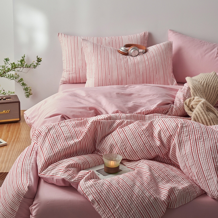 91家纺网 家纺一手货源 找家纺 （总）千朵森  2025新款全棉色织提花条纹四件套