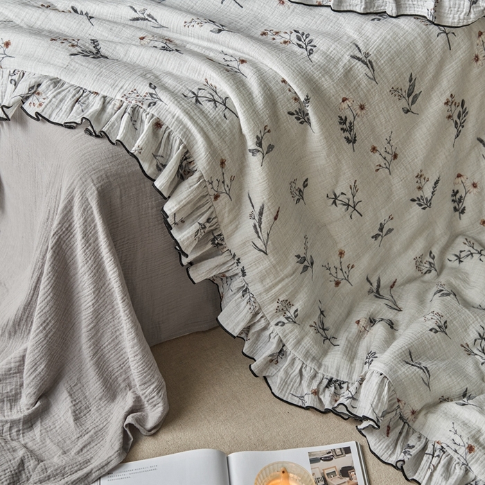 91家纺网 家纺一手货源 找家纺 安莱生活2025新款A类全棉双层皱皱纱夏凉被 夏被  织麦-白